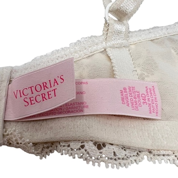 Victoria Secret Dream Angels Push Up Demi Cup Bra Size 34D Pink Lace Sexy - Picture 7 of 10